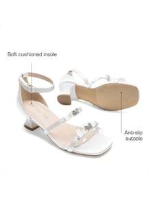 Girls Sandals Low Heel Dress Pump Ankle Strap Two Strapped Bow Flower Wedding Party Shoes For Little Kid/Big Kid - trắng - Xem 8
