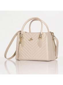 Lorena Medium Women's Bag With Quilted Crossbody Strap - 米色 - 查看 2