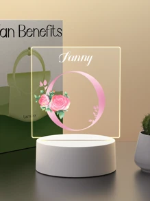 1pc Custom Name Creative Flower Initials Gift 3D Light Illusion LED Night Light Warm Light Birthday Gift Gift Wedding Gift - 3mm Small Square-26 Letters - View 25