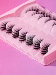 7 pares de pestañas postizas medias, pestañas postizas de visón sintético, con tallo transparente, pestañas postizas naturales y esponjosas reutilizables