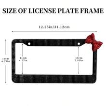 1 Shiny License Plate Frame, Set With Hand-Set Acrylic Crystal, Cute Bowknot Decoration, Stainless Steel Frame, Firmly Fixed, Upgrade Your Car With Stylish Shiny Butterfly License Plate Frame Christmas Gift Girl