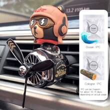 Wind Rotating Propeller Cool Fun Bear Pilot Car Air Fresheners Cartoon Dog Husky Vehicle Air-Conditioning Vent Clip Perfume Airplane Automotive Fragrance Diffuser Aromatherapy Ornaments Fan Aroma Pendant Windmill Outlet Interior Accsesories Decorations For Men Scent Flavor Fresh Smell Gifts Birthday Graduation
