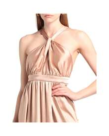 Halter Neck Maxi Dress Satin Evening Gown Women Pink Dresses - 粉色 - 查看 3