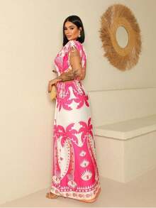 Long Coconut Tree Style Dress On The Beach - 粉色 - 查看 2