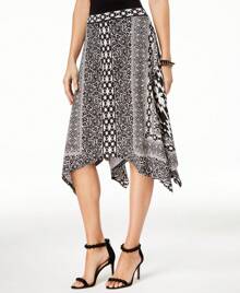 Handkerchief Hem Midi Skirt - Black - View 2
