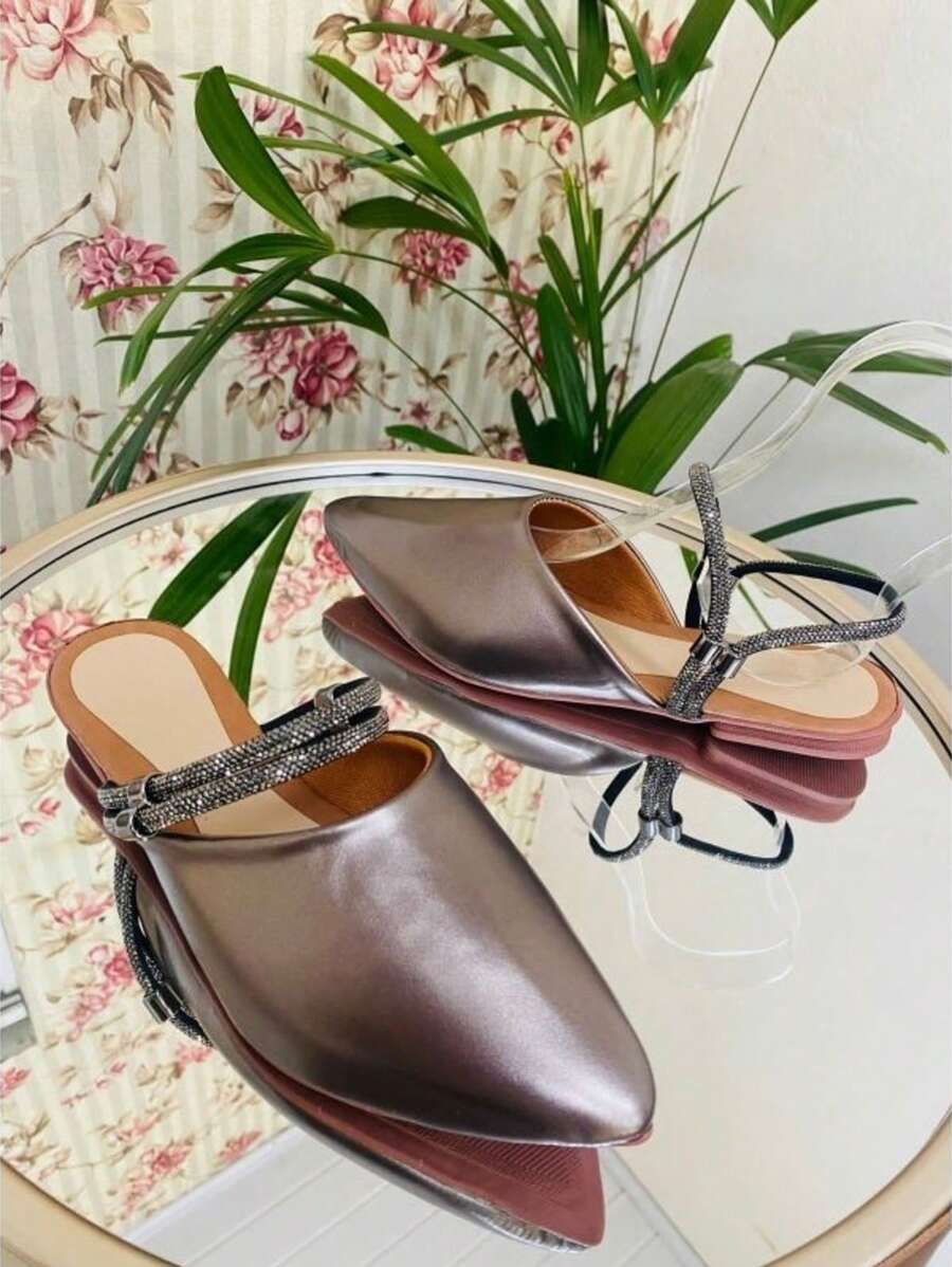 Mule With Rhinestone Strap Muller Flat Comfort And Elegance Work I Passed - 舊銀 - 查看 1