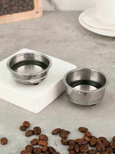 1个51毫米双层咖啡手柄滤篮，不锈钢材质，可拆卸加压网状咖啡过滤器，无底手柄咖啡配件