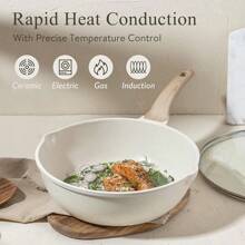 Pots And Pans Set Nonstick, White Granite Induction Kitchen Cookware Set, 10 Pcs Non Stick Cooking Set W/Frying Pans & Saucepans(, Free) - 白色 - 查看 3