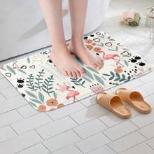 卡哇伊刺猬浴室地毯，卡通刺猬浴室垫，适合儿童女孩男孩，可爱心形叶子花卉浴室地毯美观浴室装饰，爪印动物门垫地毯户外地毯门垫夏季