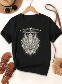 Lovers' Mastodon T-Shirts Blood Mountain Leviathan Brent Hinds - Metalhead Mountain Design For Ladies - Black - View 1