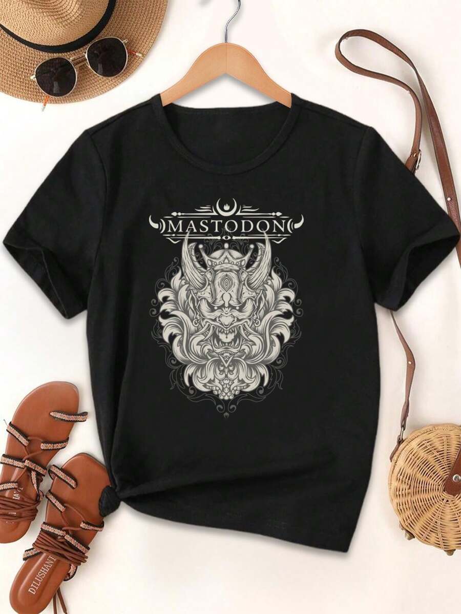 Lovers' Mastodon T-Shirts Blood Mountain Leviathan Brent Hinds - Metalhead Mountain Design For Ladies - Black - View 1