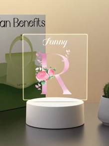 1pc Custom Name Creative Flower Initials Gift 3D Light Illusion LED Night Light Warm Light Birthday Gift Gift Wedding Gift - 3mm Small Square-26 Letters - View 31