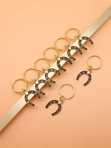 8个/套 23x18mm 马蹄铁吊坠钥匙扣 20mm 外径圆形金属丝钥匙圈 无链钥匙扣 汽车配件 包包挂饰 背包 适合上学 可爱哥特风 Y2K 圣诞礼物创意 包包挂绳 带证件夹 汽车配件 包包挂饰 汽车配件 送给老师、朋友、姐妹 - 古金色 - 查看 3