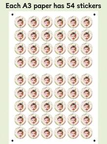 54/108/270/540pcs Kids Birthday Sticker Personalized Birthday Sticker Custom Kid Birthday Sticker, Birthday Photo Stickers. Personalized Stickers With Photo And Text For Your Guests' Gifts, Personalized Self-Adhesive Round Sticker Labels Suitable For Adults, Children Back To School