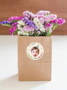 54/108/270/540pcs Kids Birthday Sticker Personalized Birthday Sticker Custom Kid Birthday Sticker, Birthday Photo Stickers. Personalized Stickers With Photo And Text For Your Guests' Gifts, Personalized Self-Adhesive Round Sticker Labels Suitable For Adults, Children Back To School