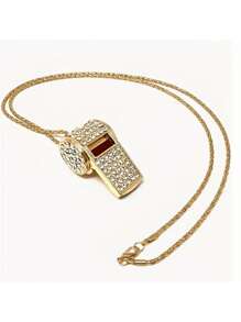 1 件优雅金色项链，时尚口哨吊坠，适合派对和活动，举办派对用品，维持秩序，适合团体派对，活动配件