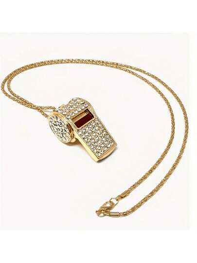 1 件优雅金色项链，时尚口哨吊坠，适合派对和活动，举办派对用品，维持秩序，适合团体派对，活动配件