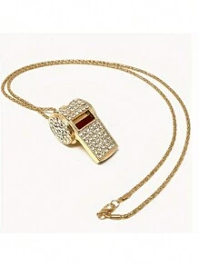 1 件优雅金色项链，时尚口哨吊坠，适合派对和活动，举办派对用品，维持秩序，适合团体派对，活动配件