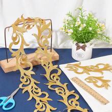 MAGICALCUTDIE 2.2Yard Iron On Metallic Lace Trim 70mm Wide Golden Cloud Shape Embroidery Ribbons Hollowed Gold Metallic Lace Ribbon For Sewing Hollow Gold Metallic Trim For Clothes Decoration