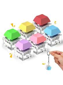 1pc Random Color Keyboard Fidget Toy Keychain, Stress Relief Finger Keyboard Keychain Clickity Key Fidget Gadget - Multicolor - View 7