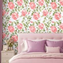 1 Roll Of Flower Pink Rose Wallpaper Green Plant PVC Waterproof Easy To Clean Removable Sticker 7.7inX196.8/118.1/39.3in Bedroom Hotel Living Room Wall Home Decoration Countertop Kitchen Cabinet Furniture Renovation DIY Easy To Install Tear Off And Paste Room Decor Wall Decor Bathroom Decor Bedroom Decor Room Decoration Stuff Living Room Decor House Decor Home Decor Living Room Wall Paper Stickers Wall Stickers Wall Sticker