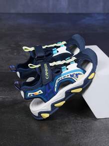 Children Sandals, New Boys Girls Summer Sandals, Campus Style Beach Shoes, Non-Slip Sole, Breathable, Lightweight, Hook-And-Loop Design, Suitable For Outdoor, Playground, Pool, Toe Protection - Blue - View 7