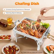 Miumaeov 6L Stainless Steel Chafing Dish - Modern Polished Silvery Buffet Warmer For Parties Weddings Events Indoor Outdoor Dining - Silver - View 2