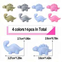 12/16Pcs 3D Diplodocus Stegosaurus Shaped Silicone Bead Mix Set, Cartoon Animal Silicone Focal Beads, For DIY Production Of Various Handicrafts Beaded Pen Keychain Pendant