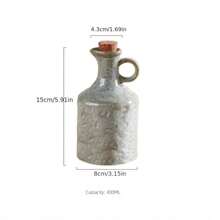 1pc Handmade Ceramic Oil Bottle, European Kitchen Decoration, Oven Resistant, Creative Handmade Texture Design, Suitable For Home, Hotel And Household Use - Soy Sauce And Vinegar Pot