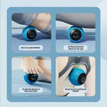 Pelota de masaje con vibración para relajar los músculos, pelota de yoga eléctrica de silicona para masajes, relajación física, vibración profunda, pelota de fascia, USB - Negro - Ver 2