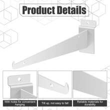 Soportes para estantes con rebordes de 12" para pared ranurada, 10 piezas, accesorios metálicos para pared ranurada de alta resistencia para estanterías, exhibición, garaje, cocina, color blanco - Blanco - Ver 10