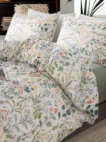 Vclife Vintage Floral Comforter Set Four Sizes, All Seasons Muslin Cotton Bedding Set, 3 Pieces Farmhouse Shabby Chic Jacquard Floral Comforter Set Perfect For Women And Men - 化纖印花被子-玲瓏+淺綠 - 查看 3