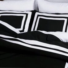 Wyatt 7-Piece Square Pattern Hotel Style Bed In A Bag Comforter Set With Bed Sheets - Black/White - View 3