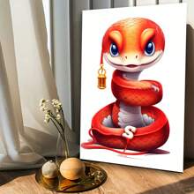 New Year Home Decoration Poster, Snake Year Decorative Hanging Painting, 1 PC Keyword Wooden Framed Canvas Painting - Thickness 2. 25cm/0. 9inch, Home Gift Decoration Room Decoration Aesthetic Wall Decoration Art Perfect Gift Autumn And Winter Wall Decoration Living Room Decoration Bedroom Decoration Kitchen Decoration Entry Decoration Bathroom Decoration Direct Wall Painting High Quality Wall Painting Poster