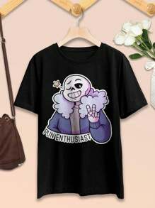Queen Sans T-Shirt Undertale Sans Skeleton Gaming Puns For Women - 黑色 - 查看 2