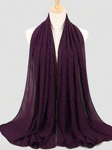 1pc Women's Luxury Hijab With Rhinestone Cup Chains - Multicolor - View 16