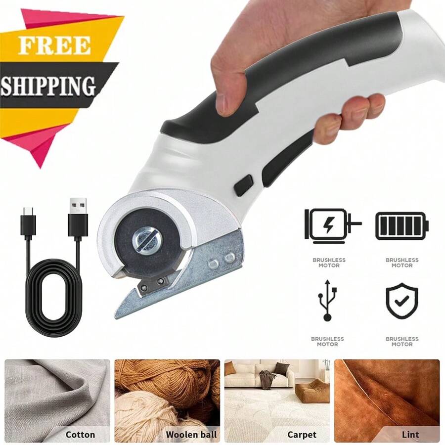 Electric Scissors Cordless Cardboard Cutter Heavy Duty Rechargeable Electric Scissors For Cardboard, Carpet, Leather, Plastic, Fabric, Crafting, Etc. - Grey - View 1