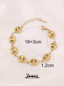 1pc Punk Vintage Stainless Steel Bracelet For Women Hollow Coffee Bean Chain Bracelet For Daily Decoration