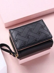 Ladies Wallet Fashion Embroidered Heart Zipper Coin Purse Short Multi-Card Tri-Fold Card Holder For Women Wallet Mini Wallet Purse Wallet Small Wallet - Multicolor - View 1
