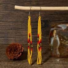 Handmade Bohemian Style Tassel Earrings With Colorful Bead Strings, Perfect Gift For Couples, Friends, Birthdays And Valentine's Day, Earrings Suitable For Everyday Wear,Mom,Mother,Mother's Day,Gift