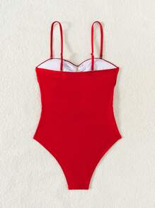 Women Monokini Bathing Suit Starfish Decor Hollow-Out Sleeveless Swimsuits Summer Swimwear Bikini - Red - View 4