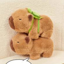 Süßes Plüsch Capybara Spielzeug mit Schildkröten Rucksack, weiches Polyester Kuscheltier, Kawaii Capybara Puppe, ideales Geschenk für Kinder und Sammler, mit Schildkröten Rucksack für Kinder
