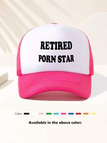 1顶男女通用字母印花趣味棒球帽，可调节户外遮阳帽，适合旅行、海滩度假、运动，Y2K风格，老爹帽，海绵网眼卡车帽，最佳节日礼物