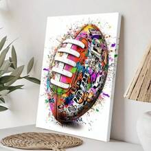 Framed Canvas Wall Art Poster A Football With Paint Splatters On It Canvas Painting Prints Poster Wall Art Decor For Living Room Bedroom Bathroom Kitchen Apartment Hotel, Modern Home Decoration