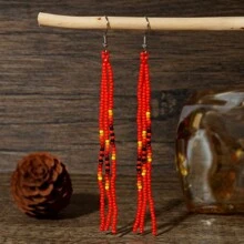 Handmade Bohemian Style Tassel Earrings With Colorful Bead Strings, Perfect Gift For Couples, Friends, Birthdays And Valentine's Day, Earrings Suitable For Everyday Wear,Mom,Mother,Mother's Day,Gift