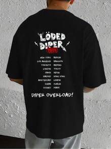 Double - Sided Printing LODED DIPER  Men's Casual Cotton Patterned T-Shirt, 100% Cotton, Unisex Crew-Neck T-Shirt For Summer - 黑色 - 查看 3