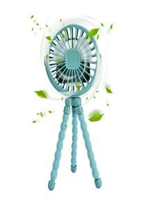 Mini Octopus Fan For Baby Stroller 3 Speed Adjustment 500mAh Office Room And Car - Teal Blue - View 1