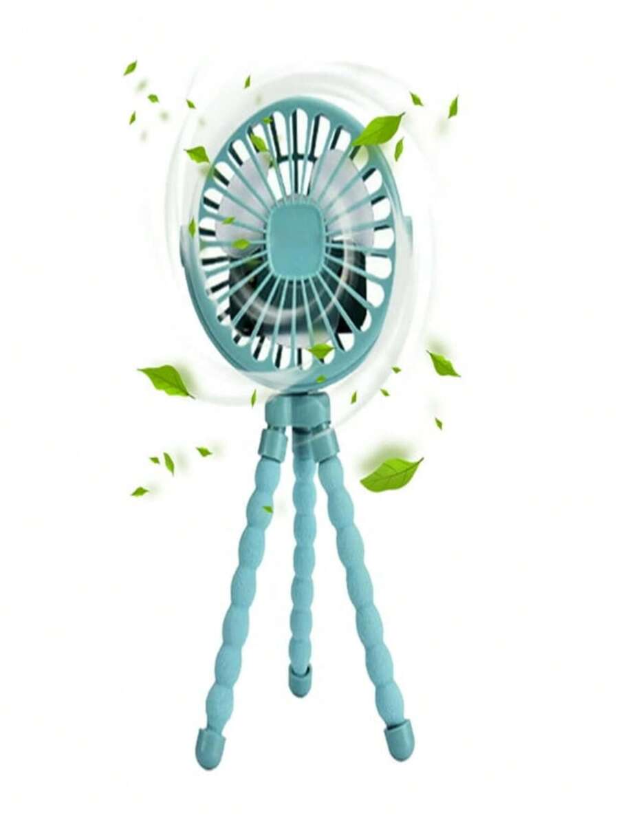 Mini Octopus Fan For Baby Stroller 3 Speed Adjustment 500mAh Office Room And Car - Teal Blue - View 1