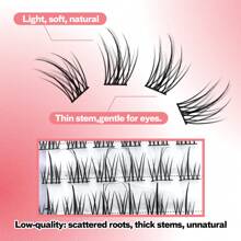 Fadvan 60pcs 5 Rows D 0.07 DIY D1-D29 Cluster Lash Segmented Extensions Invisible Natural Individual Eyelash Trilogy Foxed Large Capacity Mixed Tray Soft Lashes Supplies - Black - View 11