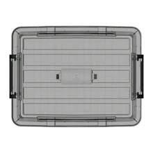 Cetomo, 35L, Pack Of 3, Storage Box With Lid, Storage Boxes, With Clips, Stackable, Living Room, Bedroom. Locking Clips, New Material Plastic Box Transparent Black - 透明黑 - 查看 5